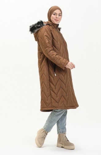 Manteau Matelassé à Capuche 517622-01 Tabac 517622-01