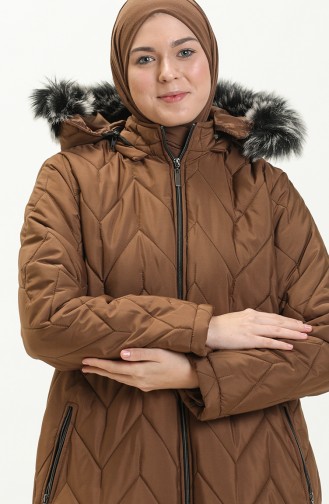 Manteau Matelassé à Capuche 517622-01 Tabac 517622-01