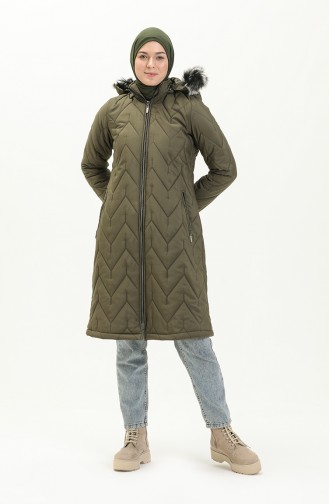 Hooded Quilted Coat 517622-03 Khaki 517622-03