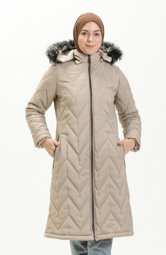 Manteau Matelassé à Capuche 517622-04 Pierre 517622-04