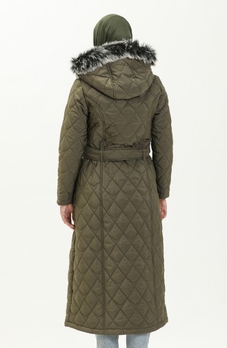 Earthquake Solidarity Mobilization - Fur Detailed Quilted Coat 504223-03 Khaki 504223-03