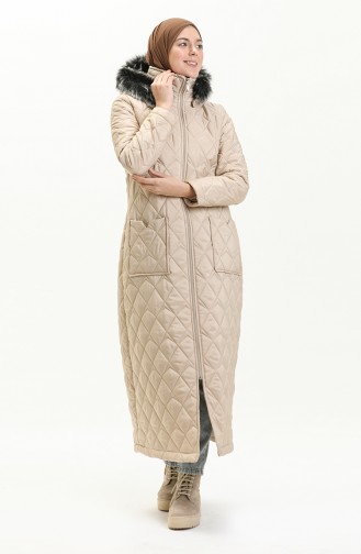 Earthquake Solidarity Mobilization - Hooded Quilted Coat 5175-02 Beige 5175-02