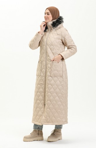 Earthquake Solidarity Mobilization - Hooded Quilted Coat 5175-02 Beige 5175-02