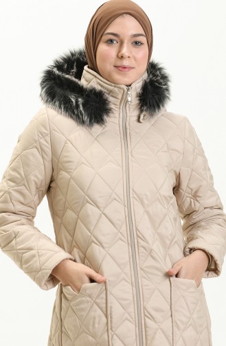 Earthquake Solidarity Mobilization - Hooded Quilted Coat 5175-02 Beige 5175-02