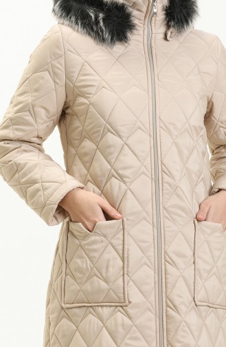 Earthquake Solidarity Mobilization - Hooded Quilted Coat 5175-02 Beige 5175-02