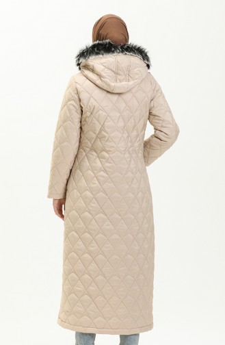 Earthquake Solidarity Mobilization - Hooded Quilted Coat 5175-02 Beige 5175-02