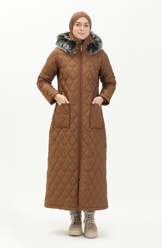 Hooded Quilted Coat 5175-03 Tan 5175-03