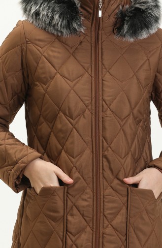 Hooded Quilted Coat 5175-03 Tan 5175-03