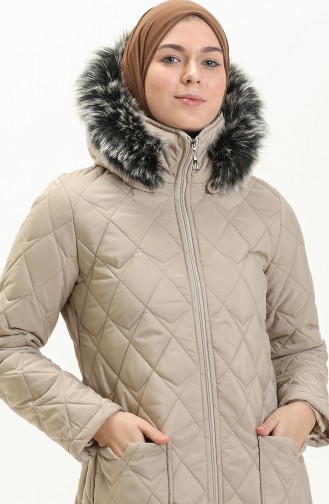 Hooded Quilted Coat 5175-04 Stone 5175-04