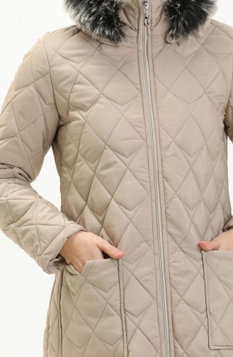 Hooded Quilted Coat 5175-04 Stone 5175-04