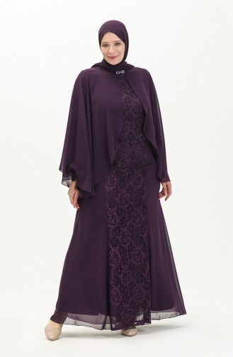 Purple Hijab Evening Dress 3003-04