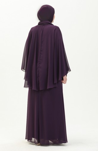 Purple Hijab Evening Dress 3003-04