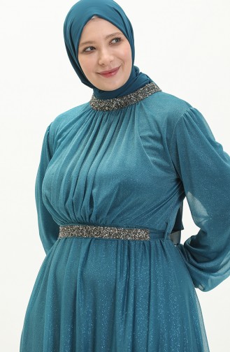 Petroleum-Blau Hijab-Abendkleider 5501-28
