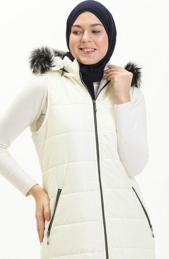 Gilet Matelassé en Fourrure 514722-01 Crème 514722-01