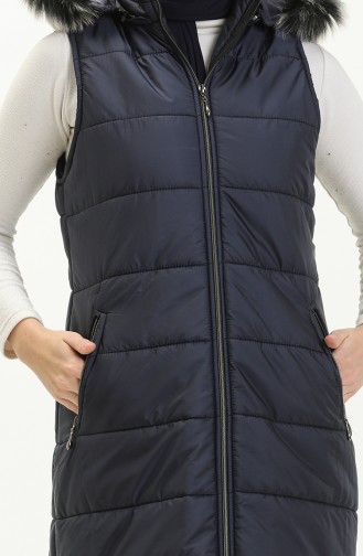 Gilet Matelassé en Fourrure 514722-03 Bleu Marine 514722-03