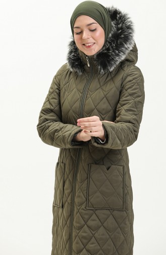 Hooded Quilted Coat 5175-01 Khaki 5175-01