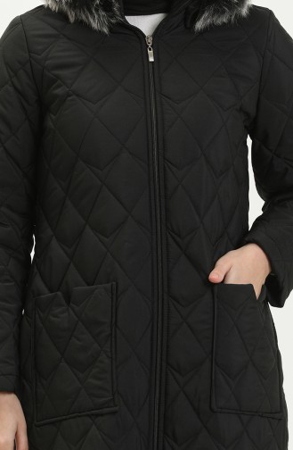 Campagne de Solidarité Tremblement de Terre - Manteau Matelassé à Capuche 5175-05 Noir 5175-05