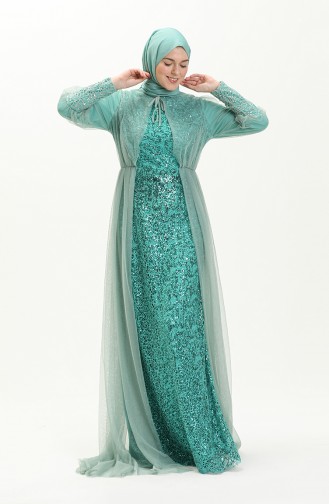 Sequined Evening Dress 5346a-03 Green 5346A-03