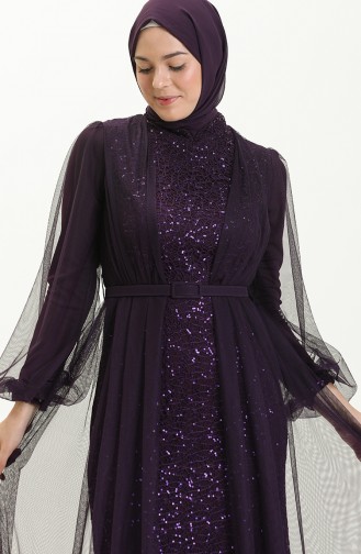 Dunkelviolett Hijab-Abendkleider 5383-19