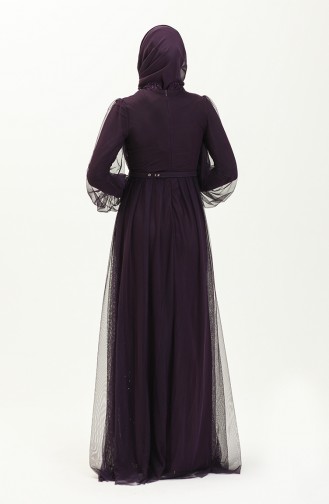 Dark Purple Hijab Evening Dress 5383-19