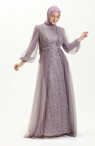 Violet Hijab Evening Dress 5383-21