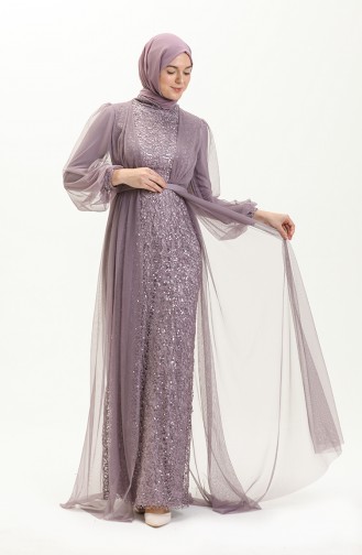 Violet Hijab Evening Dress 5383-21