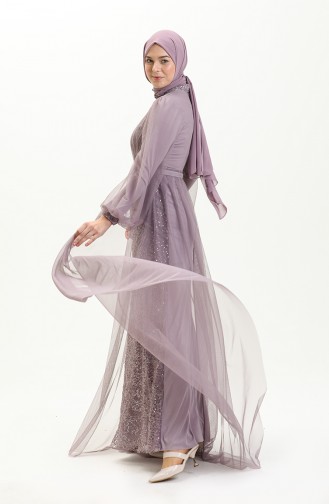 Violet Hijab Evening Dress 5383-21