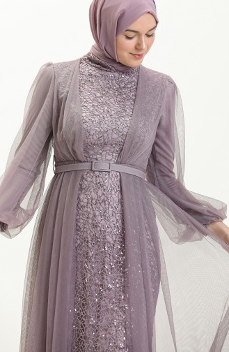 Violet Hijab Evening Dress 5383-21