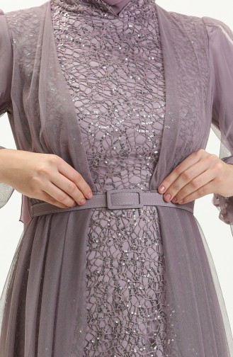 Violet Hijab Evening Dress 5383-21