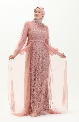 Silver Gray Hijab Evening Dress 5383-22