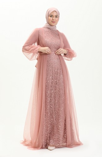 Silver Gray Hijab Evening Dress 5383-22