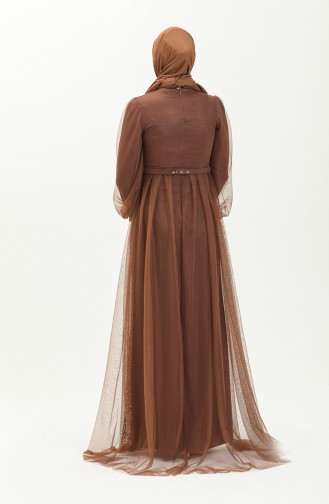 Brown Hijab Evening Dress 5383-23