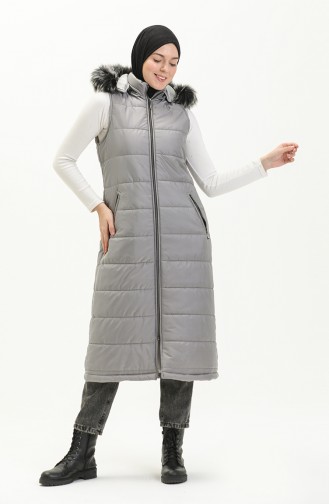 Gilet Matelassé en Fourrure 514722-04 Gris 514722-04