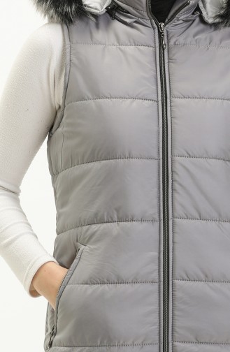 Fur Detailed Puffer Vest 514722-04 Gray 514722-04