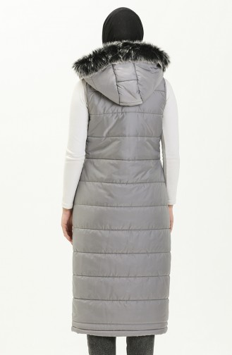 Fur Detailed Puffer Vest 514722-04 Gray 514722-04