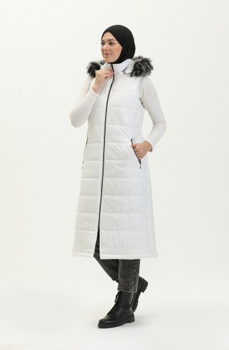 Fur Detailed Puffer Vest 514722-05 white 514722-05