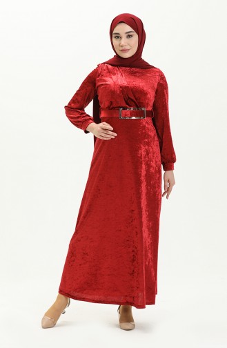 Claret Red Hijab Dress 4253-01