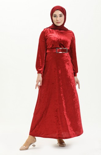 Claret Red Hijab Dress 4253-01
