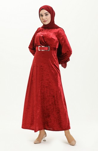 Claret Red Hijab Dress 4253-01