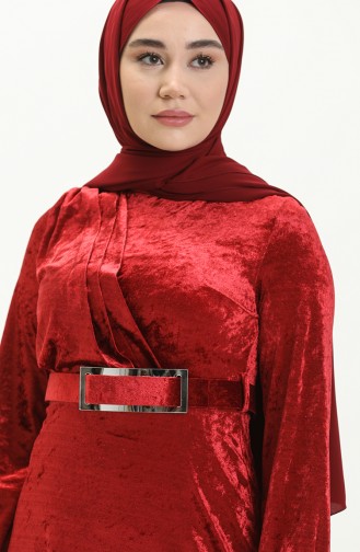 Weinrot Hijab Kleider 4253-01