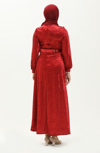 Claret Red Hijab Dress 4253-01