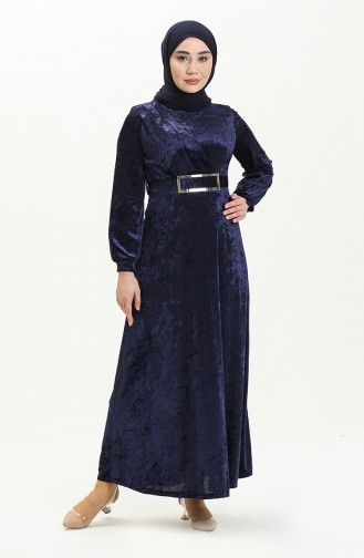 Navy Blue İslamitische Jurk 4253-03