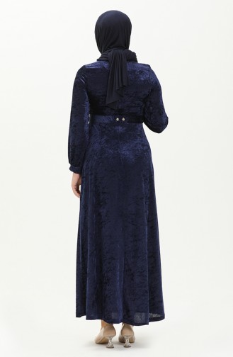 Navy Blue İslamitische Jurk 4253-03