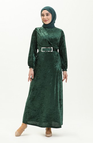 Smaragdgrün Hijab Kleider 4253-04