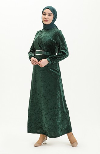 Emerald Green Hijab Dress 4253-04