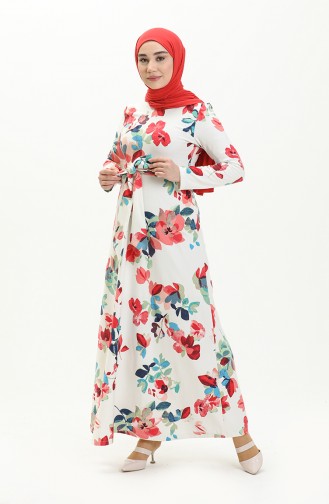 Weiß Hijab Kleider 0123-02