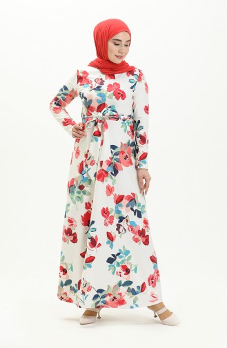 White Hijab Dress 0123-02