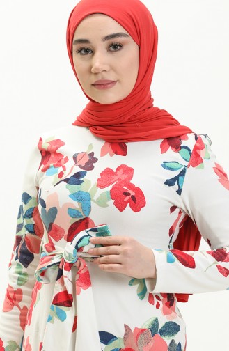 Weiß Hijab Kleider 0123-02