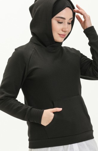 Kapüşonlu Sweatshirt 9002-01 Siyah