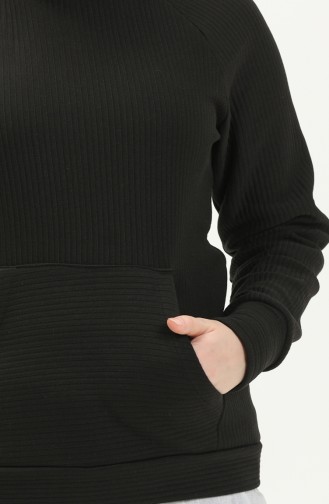 Kapüşonlu Sweatshirt 9002-01 Siyah